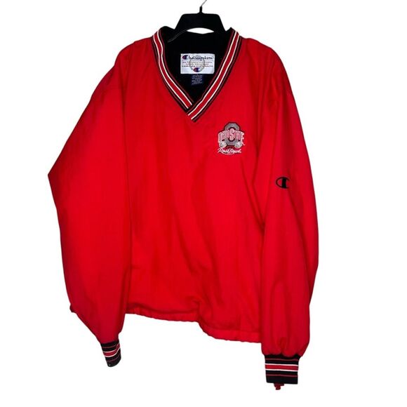 Vtg Champion Ohio State 1997 Rose Bowl V-Neck Pullover Nylon Jacket Men L Red - Picture 1 of 5